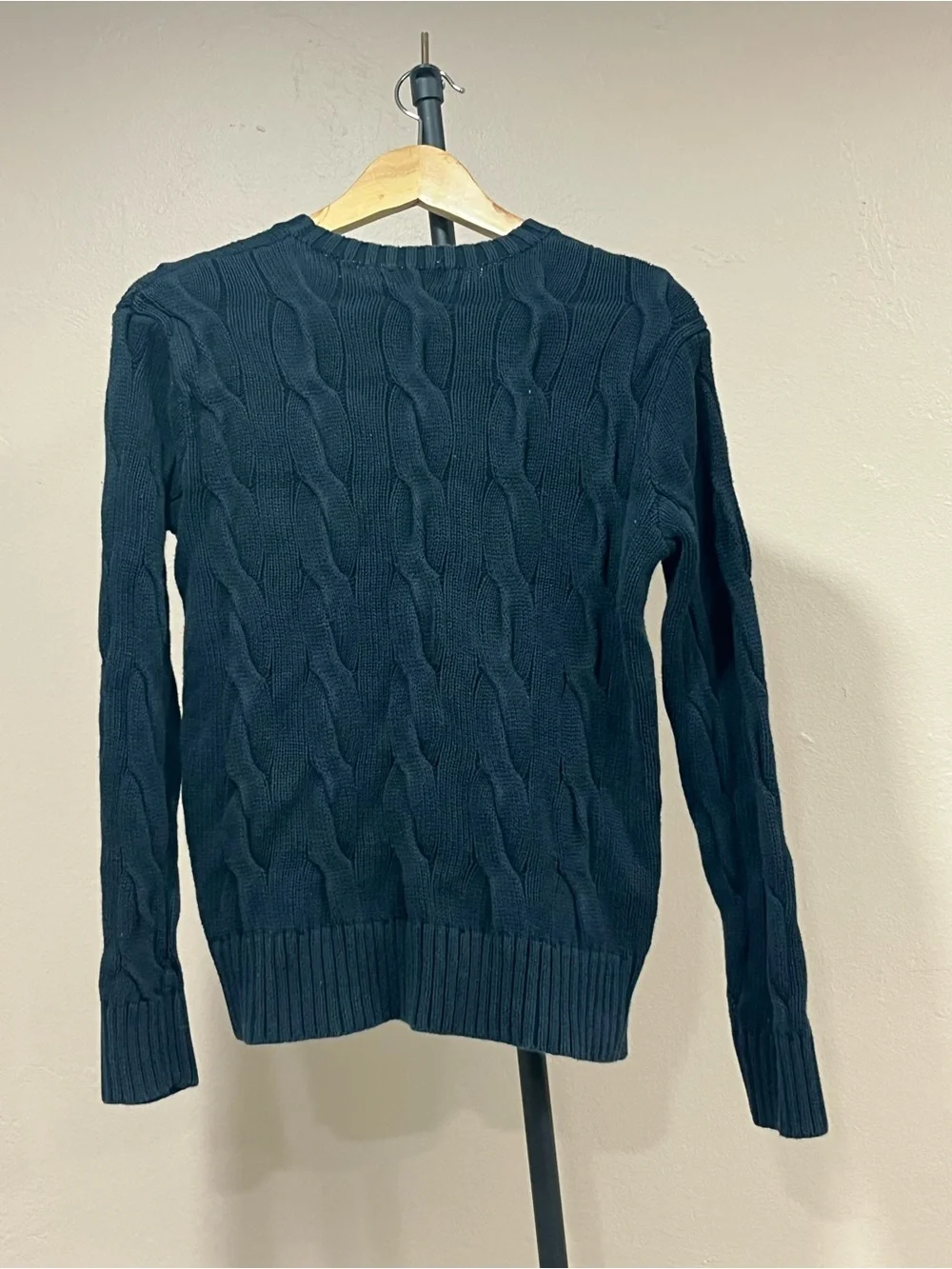 Polo Ralph Lauren black sweater & white horse knitted jumper size small